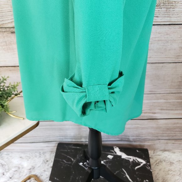 BRIXON IVY AQUA GREEN V-NECK L/S TOP - SMALL - Picture 5 of 13